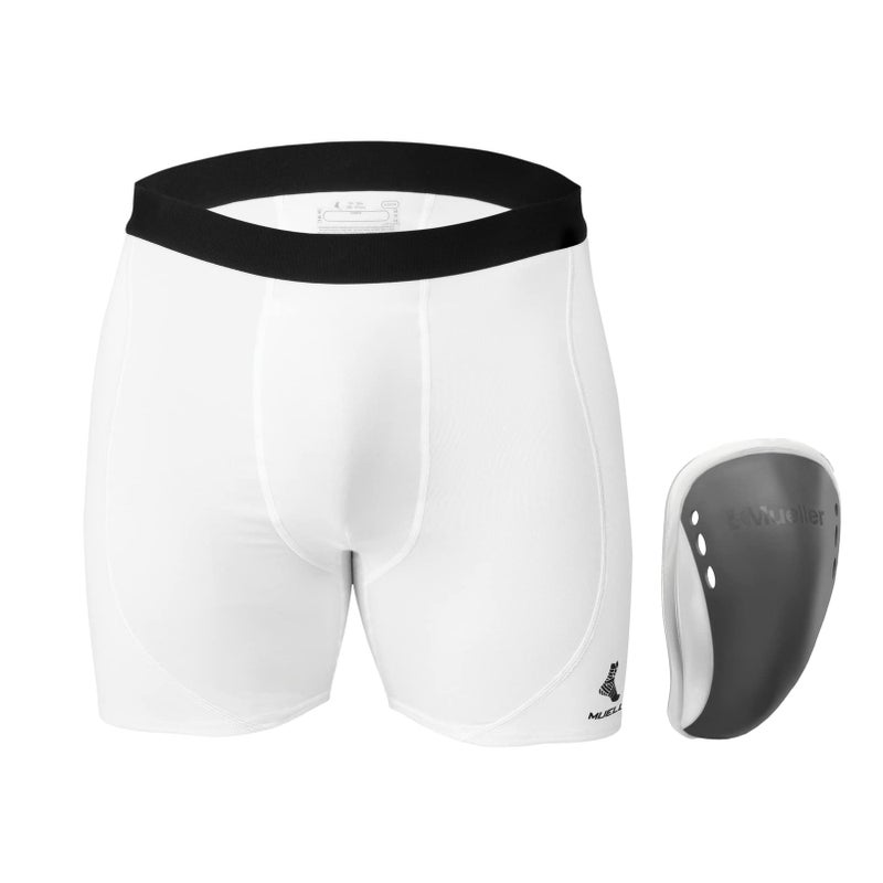 MUELLER Sports Medicine Men's Athletic Supporter with Flex Shield Cup, Adult Jockstrap for Sports, White Underwear/Gray Cup, Small - Image 2